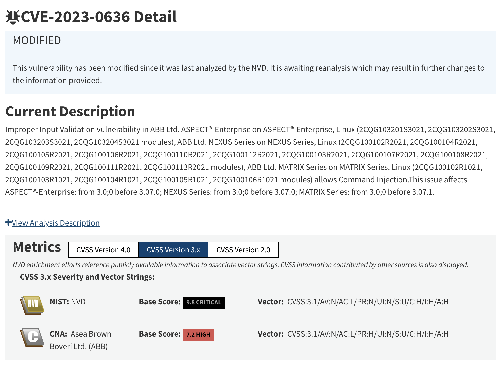 ABB CVE-2023-0636