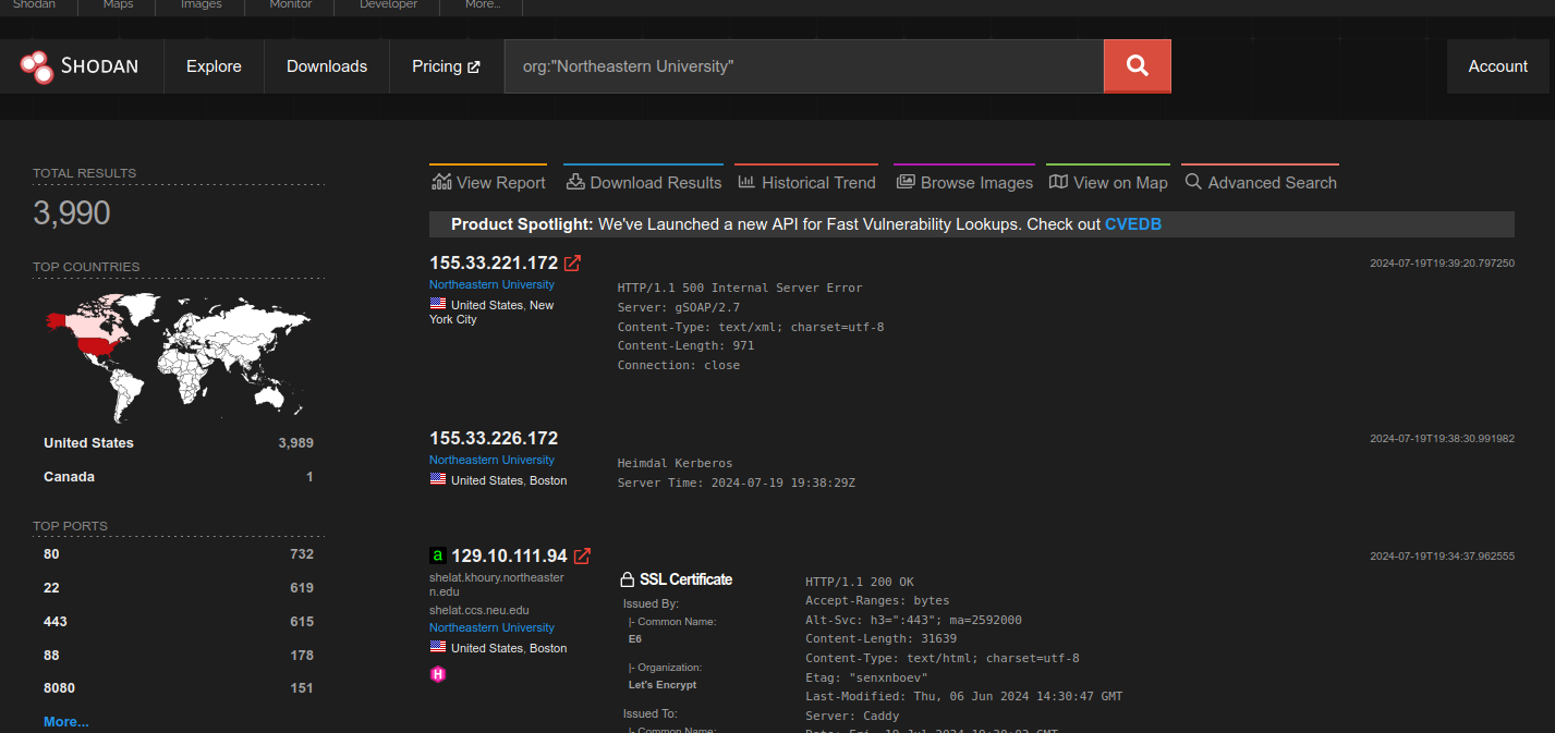 Northeastern on Shodan